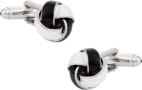 Black & White Knot Cufflinks with Presentation Box...
