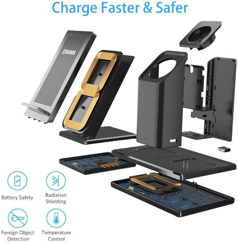 COSOOS Wireless Charger,3IN1 Wireless Charging Station for Apple Products,iWatch Series 7/6/5/4/3/2,Airpods 3/Pro,Charging Stand for iPhone 15 Pro...