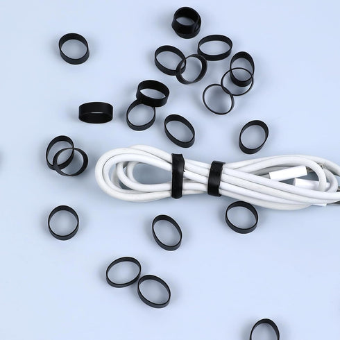 200 Pieces 0.5 Inch Small Elastic Silicone Rubber Bands Black Strong Rubberbands Heavy Round Siliconebands for Wire Cord Cable Wrapping, Bundle...