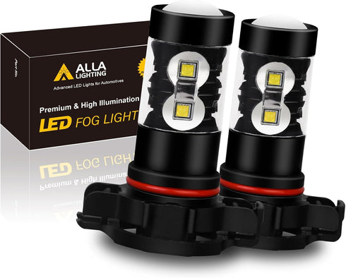 Alla Lighting 2400 Lumens 5201 DRL PS24WFF 5202 LED Fog Lights Bulbs, 6000K Xenon White PS19W 12085C1 Fog Lamps Replacement...