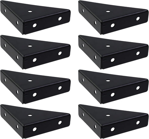 MY MIRONEY Black Corner Brace Brackets 8PCS Shelf Bracket Hardware Metal Furniture Joining Support Triangular Bracket Fastener with Screws, 2.6" x...