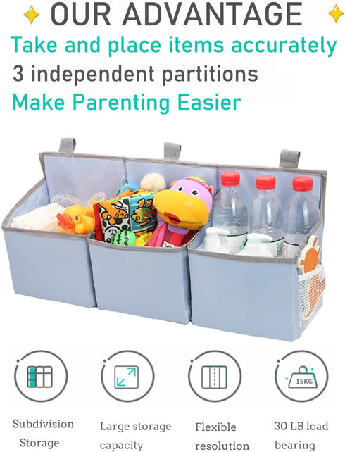 Hanging Diaper Caddy Organizer Sturdy with Hoop and Durable Baby Organizer –Diaper Stacker for Changing Table, Crib, Playard or Wall-GREY...