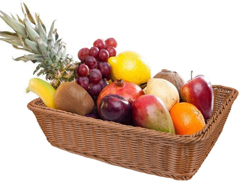 Yarlung 3 Pack Imitation Rattan Woven Bread Baskets, 11.8 Inch Poly Wicker Fruit Baskets for Food Serving, Display, Vegetables, Home Kitchen, Rest...