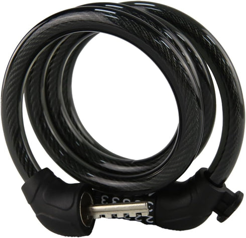 4ft Flexible Cable Bike Lock - Coiled Security with Resettable Combination, Includes Mounting Bracket for Bicycle Protection (Blue), BL-001...