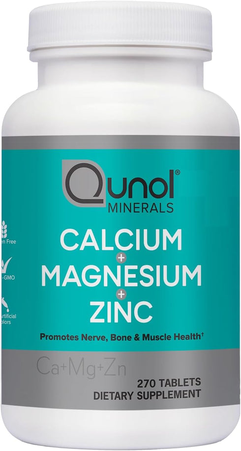 Qunol Calcium 3 in 1 Tablets with Calcium, Magnesium & Zinc for Immune Support, Bone, Nerve, and Muscle Health Supplement, 270 Count...