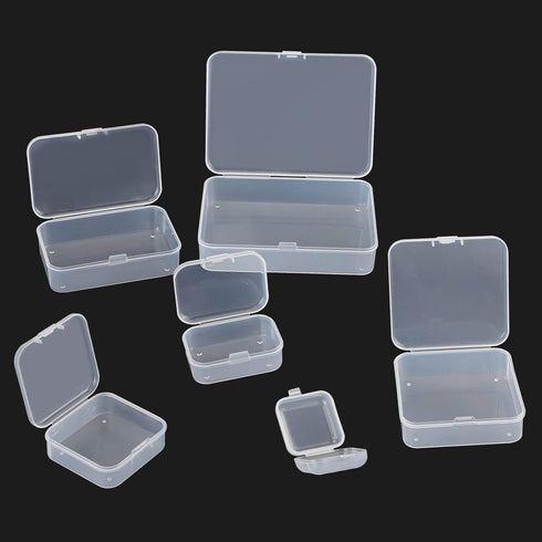 15Pcs Mini Storage Containers, Mixed Sizes Small Rectangular Clear Plastic Storage Containers Box with Hinged Lid for Beads, Organizie Tiny Items,...