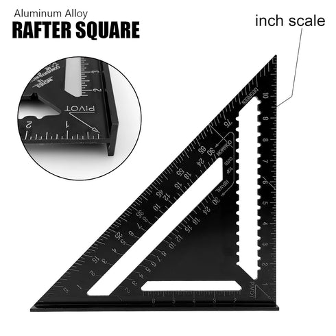 12 inch Rafter Square Aluminum Alloy Double Scale Triangle Ruler Angle Ruler Carpenter Triangle Square Rafter Tool Mensurement Tool for Woodworkin...
