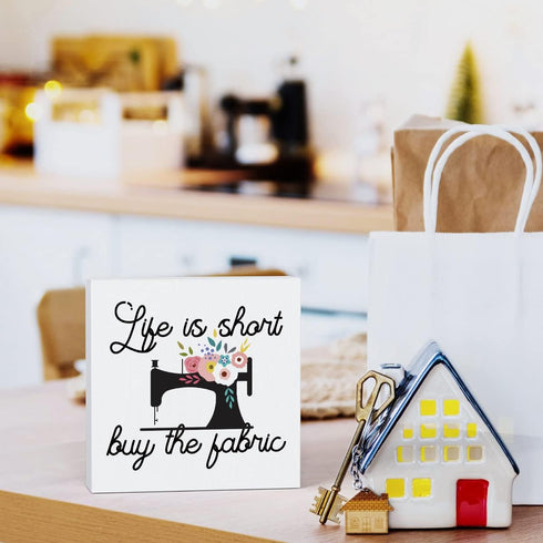 MUBIAO Quilting Gifts Sewing Gifts Sewing Room Decor Quilting Supplies Sewing Products Crochet Gifts Birthday Christmas Gifts Wooden Box Sign for ...