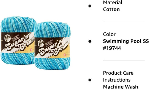 Lily Sugar 'N Cream Yarn Medium Gauge 100% Cotton 2.5 oz Natural Stripe Set of 22......