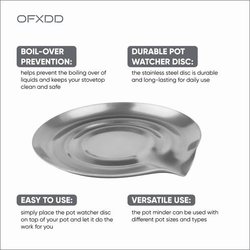 Pot Minder - Stainless Steel Pot Watcher Disc - Boil Over Preventer for Milk - Boil Control Disc for Kitchen Pots, 2 Pcs...
