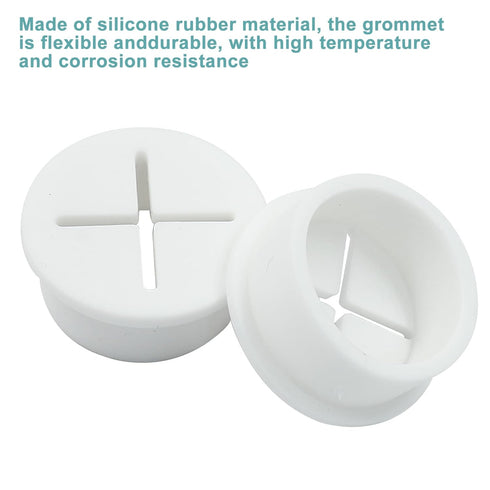 12Pcs 1 Inch Rubber Desk Grommet, Flexible Wire Cord Grommets, Silicone Cable Hole Cover for Office Desk Table Furniture Wall Organizer (White)...