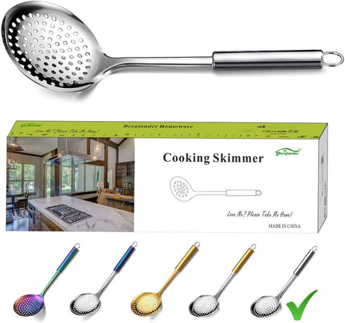 Berglander Skimmer, Stainless Steel Strainer, Cooking Skimmer, Slotted Spoons, Skimmer For Cooking, Strainer Spoon, Skimmer Spoon, Metal Strainer,...