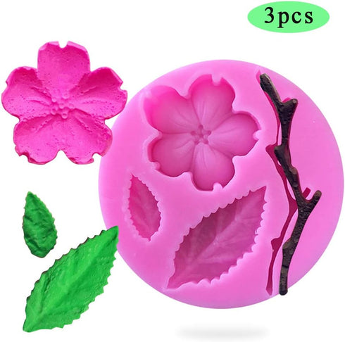 Rolin Roly Fondant Flower Mold Peach Leaves Molds 3D Silicone Mould Mini Cake Moulds for Cakes Decoration Accessories Candy Gumdrop DIY Making Cra...