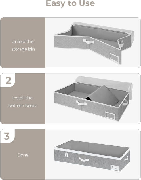 StorageWorks Under Bed Storage Containers with Handles and Label Holder, 2 Pack Ultra-thick Fabric Underbed Bins, Closet Organizer for Clothes, Bl...