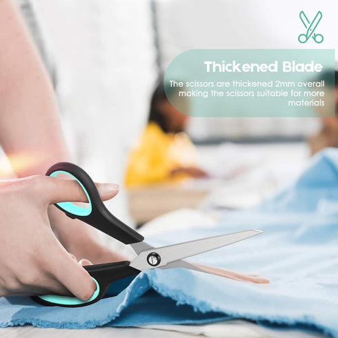 Scissors, iBayam 8" Multipurpose Scissors Bulk 3-Pack, Ultra Sharp Blade Shears, Comfort-Grip Handles, Sturdy Sharp Scissors for Office Home Schoo...