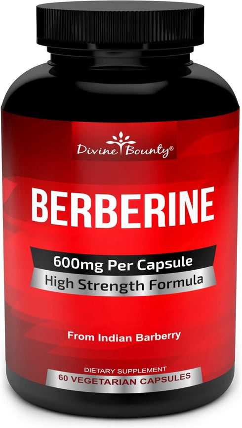 Divine Bounty Pure Berberine Complex - 600mg Per Capsule Berberine HCl Supplement - 60 Vegetarian Capsules...