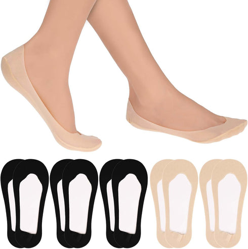 No Show Socks Women Low Cut Liner Non Slip Socks for Size 5-8 Invisible Hidden socks for Flats Heels Pumps, 5 Pairs, 3 Black + 2 Nude...