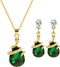14K Gold Plated Drop Crystal Zircon Green Snake Pendant Necklace and Earring Jewelry Set...