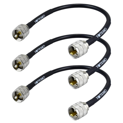 RG8x Coaxial Cable, 3 Pack 1ft Jumper CB Coax Cable PL259 Male UHF Connector Low Loss 50 Ohm for CB HAM Radio, HF VHF Radio, Antenna Analyzer...