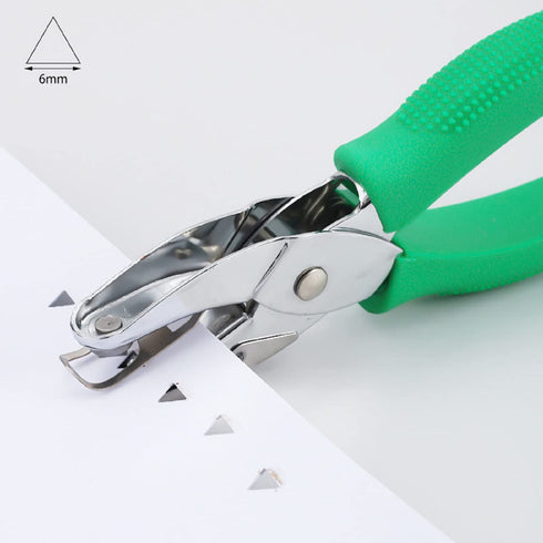 MIAO JIN 2Pcs 1/4" Triangle and 1/6" Square Handheld Metal Hole Punch for DIY Craft Paper Scrapbook Puncher Small Shaped Hand Tool with Grip (Tria...