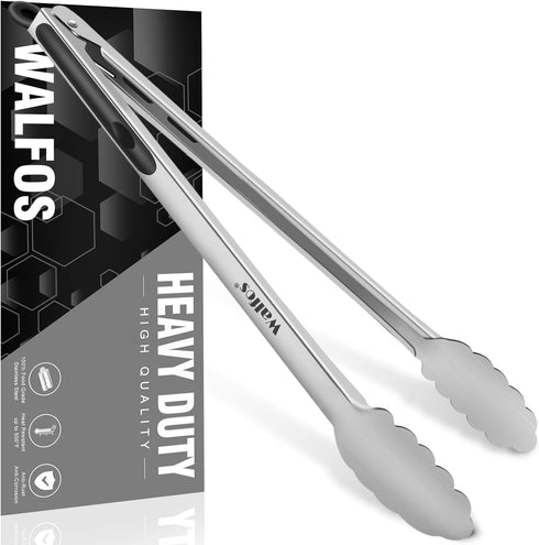 Walfos 17 Inch Extra Long Grill Tongs, Ultimate Stainless Steel BBQ Tongs for Grilling, Cooking, BBQ/Barbecue, Buffet and Turning Food...