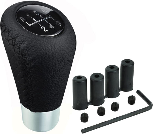 Abfer 6 Speed Shift Knob Leather Gear Stick Shifter Knobs Fit for Most Manual Transmission Vehicle Truck, Black...
