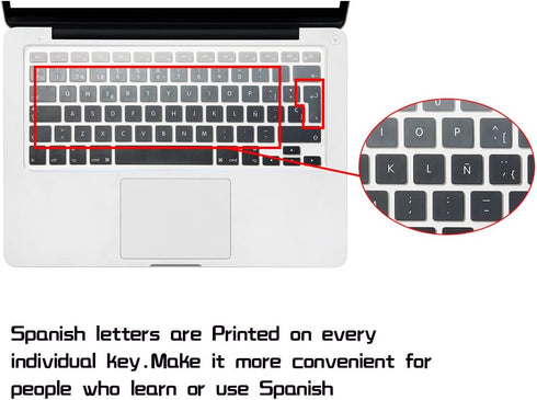 HRH Spanish Silicone Keyboard Cover Skin for MacBook Air 13,for MacBook Pro 13/15/17 (with or w/Out Retina Display, 2015 or Older Version),for iMa...