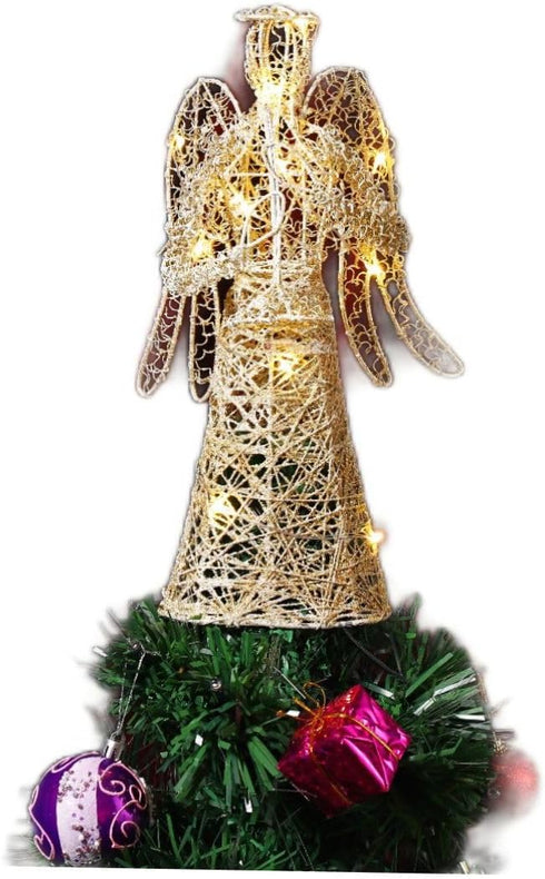 ABOOFAN Angel Christmas Tree Topper Gold Glitter Christmas Treetop Decoration Coated Metal Angel Xmas Tree Topper Ornaments for Holiday Home Offic...