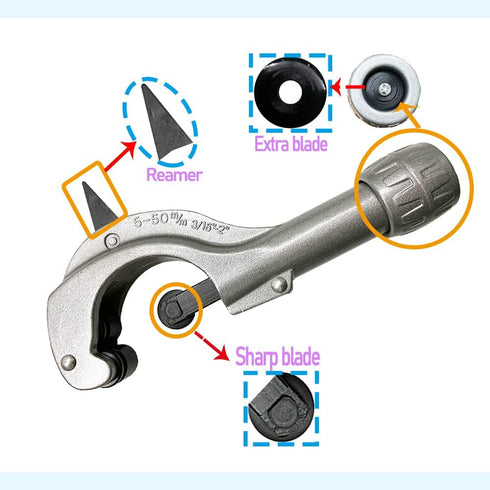 Tubing and Pipe Cutter 3/16 to 2 Inch (5-50mm) with Extra Blade for Thin Stainless Steel Tube, Brass - Copper Pipe Tubing Cutter Set for Plumbing...