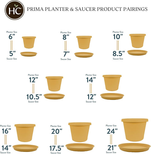 The HC Companies 6 Inch Round Prima Planter - Small Plastic Plant Pot with Rolled Rim for Indoor Outdoor Plants Flowers Herbs, Honey...