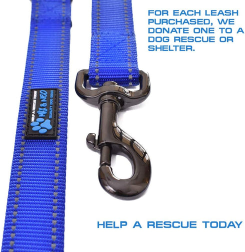Max and Neo Double Handle Traffic Dog Leash Reflective - We Donate a Leash to a Dog Rescue for Every Leash Sold (RED, 4 FT)...