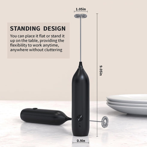 Electric Milk frother Handheld, 500mAh Type-C Rechargeable Mini Blender for Coffee, Hot Chocolate, Eggs, Juice, and more. Glossy Black Finish....