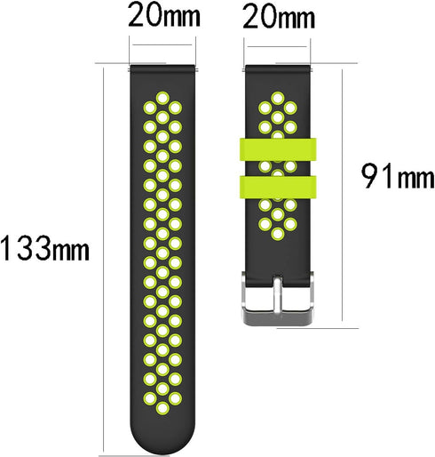 2-Pack Sport Bands Compatible with Amazfit Bip Smartwatch Breathable Replacement Strap, Black + Black-Gray...