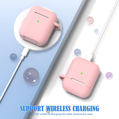 for AirPod Case Cover, Military Grade Anti-Fall Soft Silicone Shock-Absorbing Protective AirPod 2&1 Generation Case Skin Touch with Keychain and C...