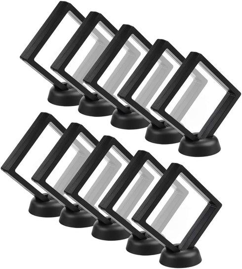Set of 10 Pcs Black Diamond Shape Display 3D Floating Frame Display Holder Stands ?Medallions, Jewelry?Challenge Coin?2.75 x 2.75 x 0.75 inches...