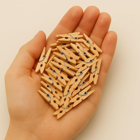 LWR CRAFTS Wooden Mini Clothespins 100 Per Pack 1" 2.5cm (Natural)...