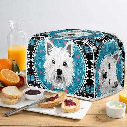4 Slice Toaster Cover West Highland White Terrier Appliance Toaster Cover Westie Blue Mandala Universal Fit Wide Slot Bread Maker Protective Cover...