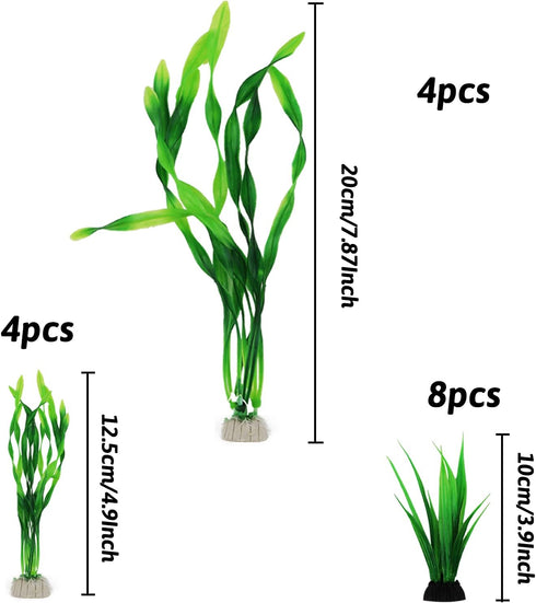Artificial Aquarium Plants, 16pcs Fish Tank Decor Green Plants Artificial Aquarium Decorations for Fish Tanks (Green)...