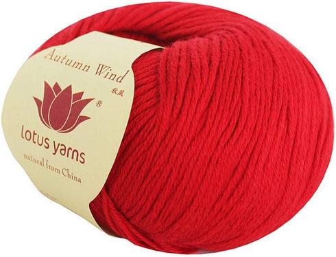 Lotus Yarns 5 Balls Autumn Wind Cotton Cashmere Blend Knitting Yarn Fingering Weight Crochet Yarn for Garments Soft Baby Clothes(16-Red)...
