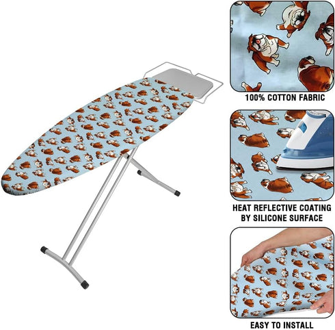 WIRESTER 15x54 Inch Ironing Board Cover, Silicone Coating, Replacement Iron Board Cover with Elastic Edge, Hook and Loop Fastener Strap Fits Stand...