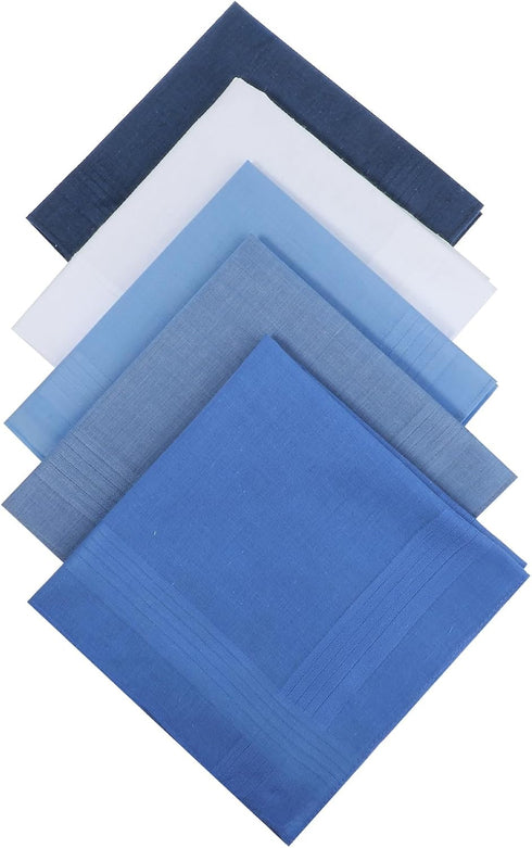 Giantree 5 Pcs Cotton Handkerchiefs for men, Classic Pocket Squares Set Soft Mens Hankies Handkerchiefs 15.8" x 15.8" 5 Colors...