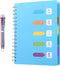 Kesoto A5 Lined Notebook with Multicolored Pen Wire Spiral Subject Notebook Journal with 5 Divider Tabs & 6 Color Retractable Ballpoint Pen, 240 P...