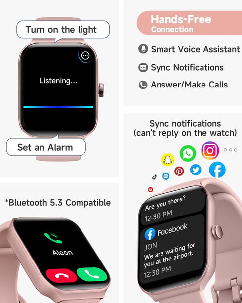 Smart Watch for Women Alexa Built-in, 1.95" Fitness Tracker with Answer/Make Calls, IP68 Waterproof/Heart Rate/Sleep Tracker/100 Sport Modes, Fitn...