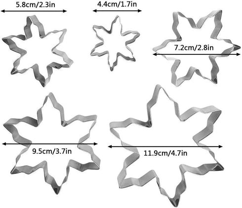 Mziart Christmas Snowflake Cookie Cutter Set of 5, Metal DIY Cookie Mold Biscuit Shapes Molds for Home Baking Holiday Gifts Party Supplies/Favors...