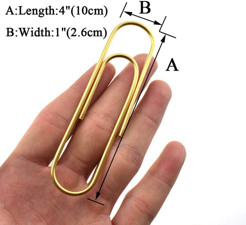 HAHIYO Paperclips 4 inch (100mm) Extra Large Paper Clips Sturdy Bright Gold Vinyl Coated Prevent Scratching Tearing The Pages for Bookmark Organiz...