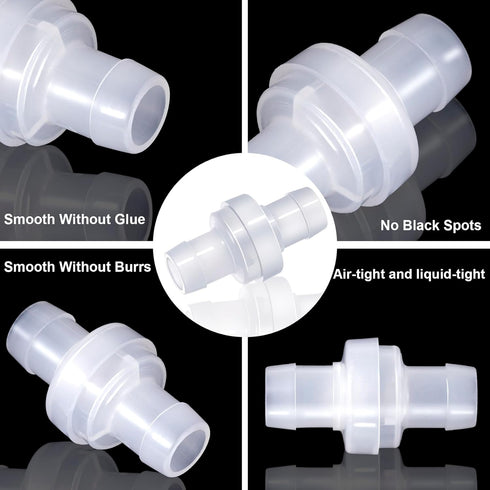 6 Pack One Way Check Valves, 1/2" (12mm) Hose Barb Non Return Ozone Resistance Plastic Valve Pump for Fuel Oil Water Air Gas...