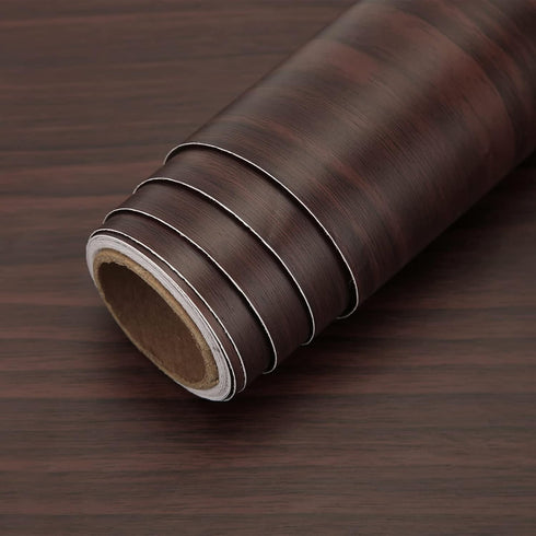 Contact Paper Dark Brown Wood Self Adhesive Wall Paper for Kitchen Removable Wood Wallpaper Peel and Stick Contact Paper for Cabinets Door Furnitu...
