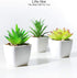 DuHouse Fake Succulents Plants Artificial Potted Faux Plant in Mini Square White Pots for Home Office Bathroom Desk Shelf Decor Set of 4(Green)...