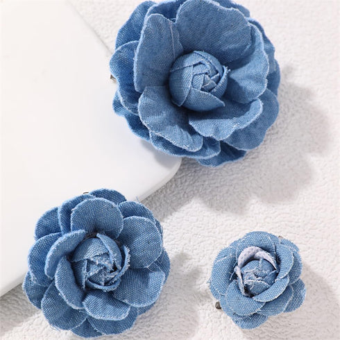 Fashion Denim Camellia Flower Lapel Brooch Pin for Women Girls Fabric Floral Bouquet Corsage Pins Clip Sweater Coat Dress Suit Backpack Brooches P...