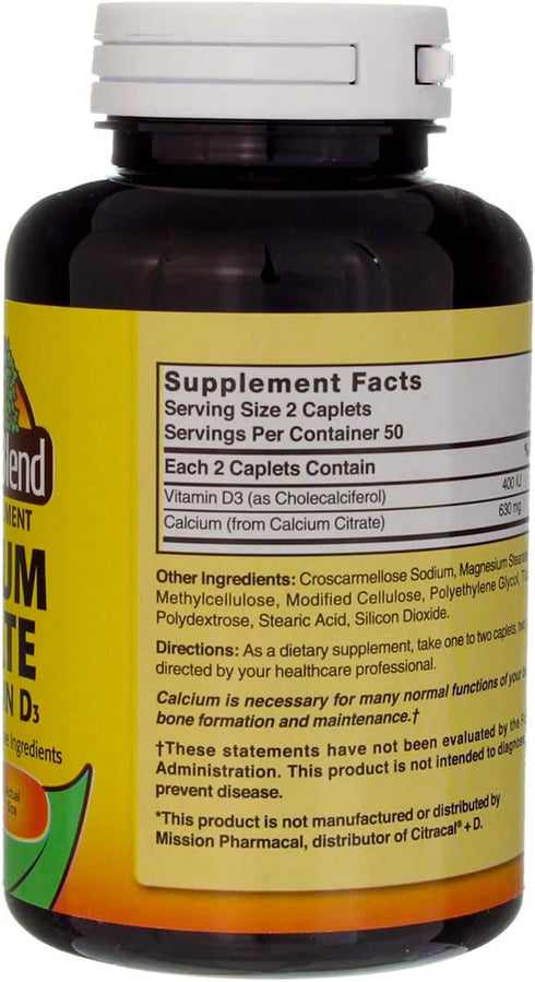 Nature's Blend Calcium Citrate with D3 100 Cplts...